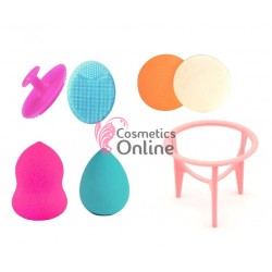 Bureti pentru make-up BM032 contine bureti Para, Oval si Suport cu perie de gomaj